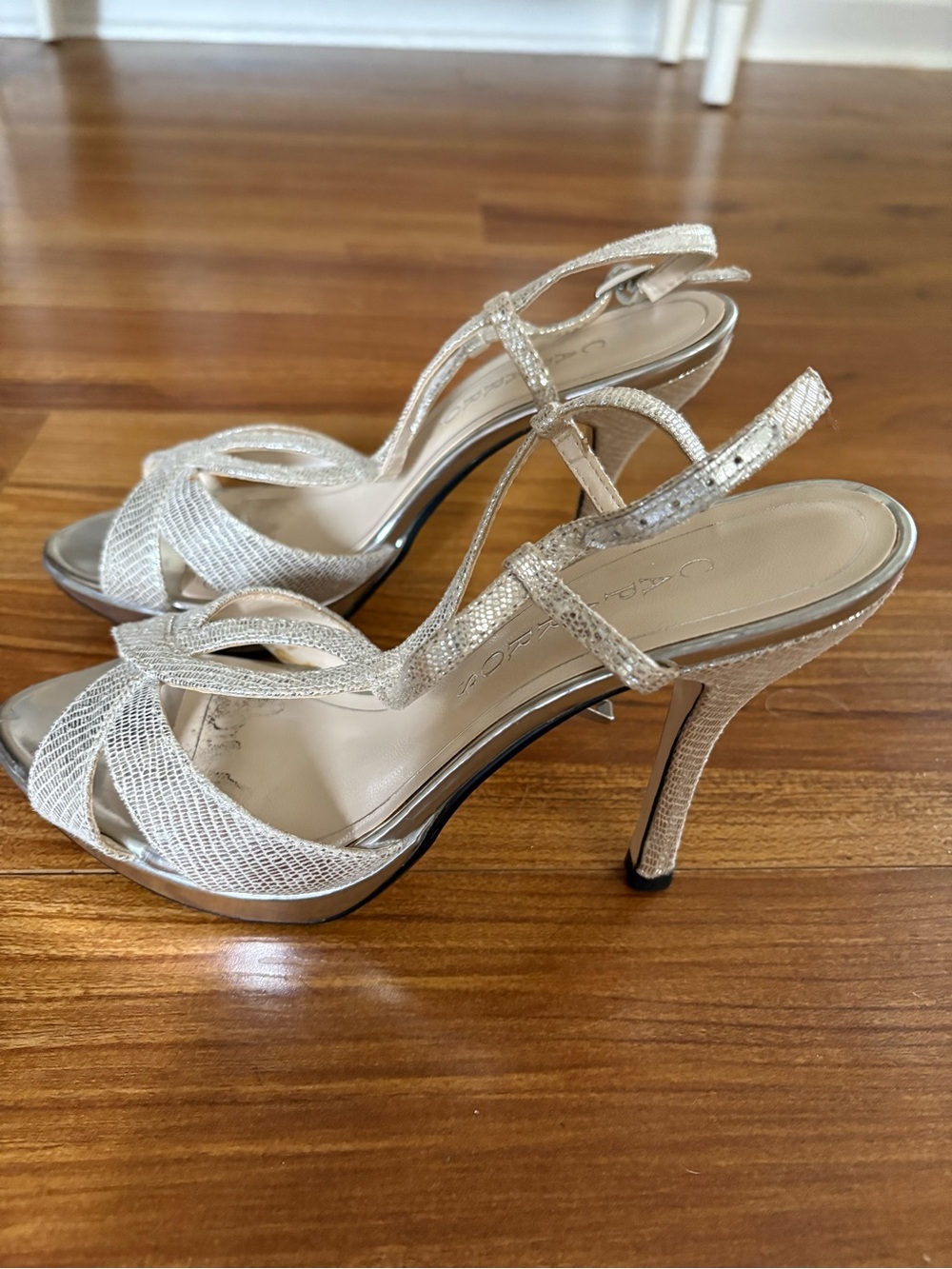 Silver sandals with straps